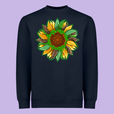 St Patricks Sunflower With Leopard  Shamrock And Glitter Heavyweight Sweatshirt Designed By Artiststas