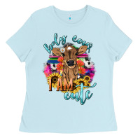 Baby Blue Holy cow i am cute baby cow Ladies Tee - HowdyJamesFarm