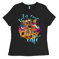 Black Holy cow i am cute baby cow Ladies Tee - HowdyJamesFarm