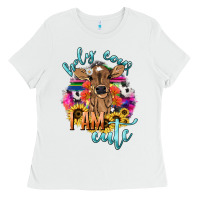 White Holy cow i am cute baby cow Ladies Tee - HowdyJamesFarm