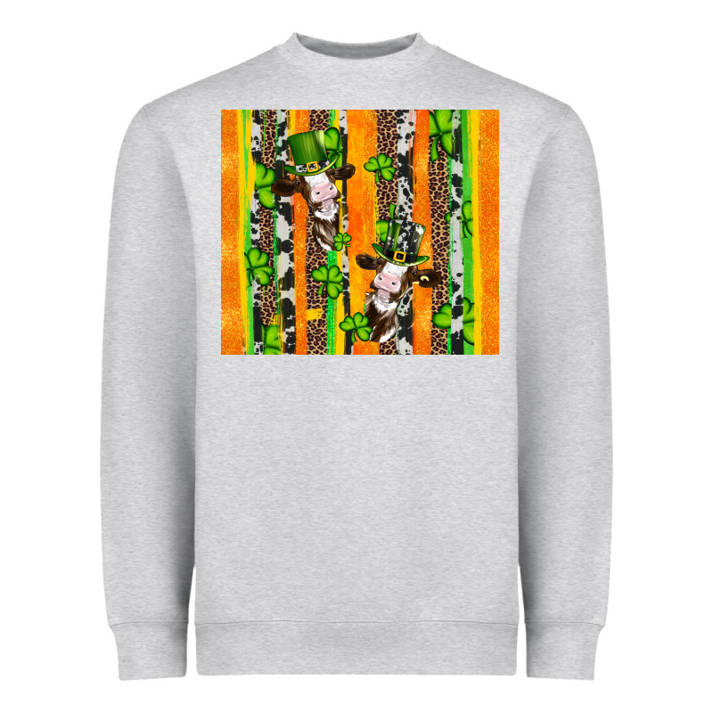 St Patricks Cow And Shamrock With Cowhide Heavyweight Sweatshirt by Artiststas | Teevron