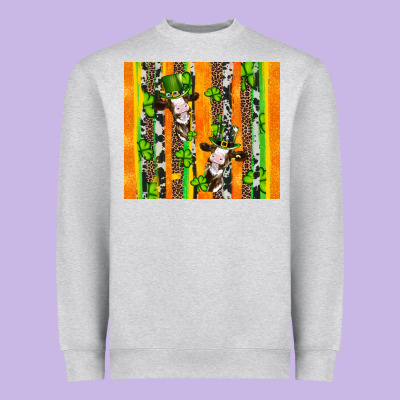 St Patricks Cow And Shamrock With Cowhide Heavyweight Sweatshirt Designed By Artiststas