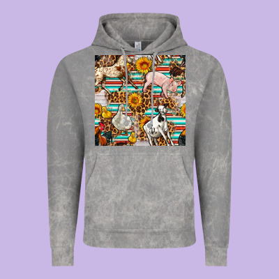 Western Leopard Farm Animals Seamless Pattern Vintage Hoodie Designed By Fadigitalartstudio