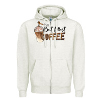 Oatmeal Heather but first coffee Zipper Hoodie - BarkalooDesign
