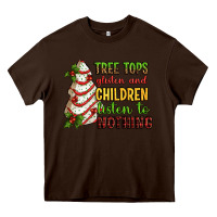 Chocolate Brown Tree tops glisten and children listen to nothing Heavy Core Tee - RanaPortraitStore