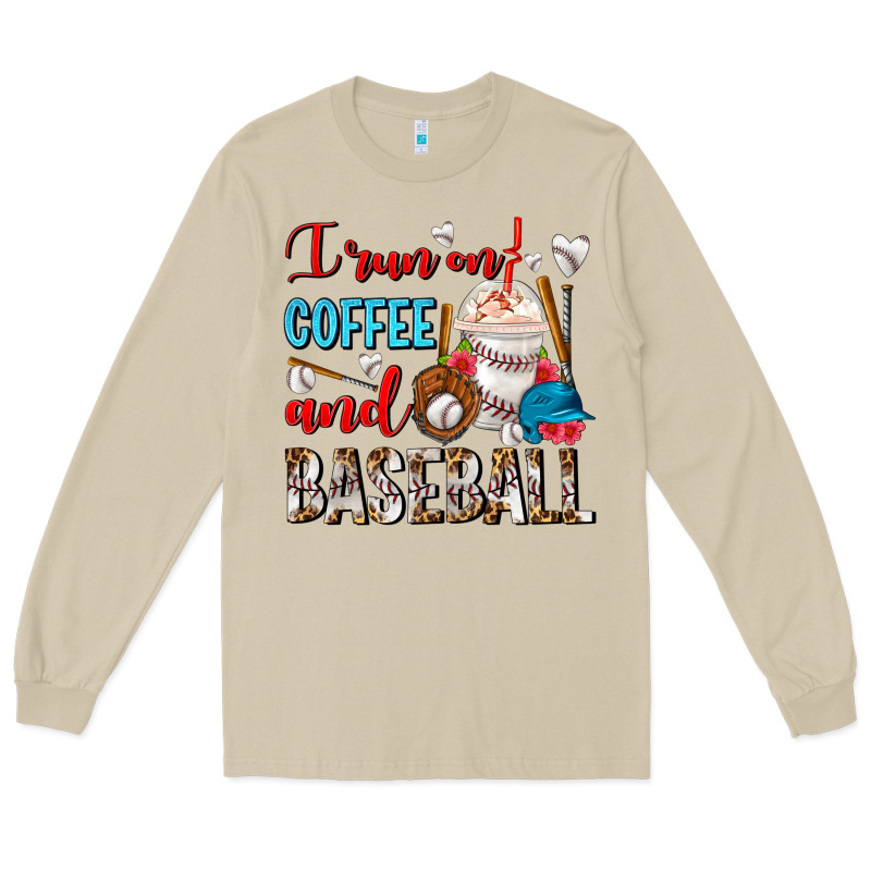 I Run On Coffee And Baseball Frappe Long Sleeve Tee by FaDigitalArtStudio | Teevron