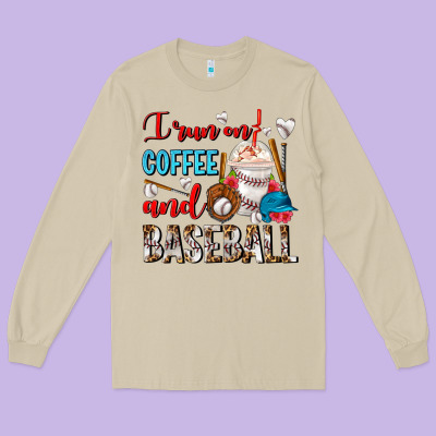 I Run On Coffee And Baseball Frappe Long Sleeve Tee Designed By Fadigitalartstudio