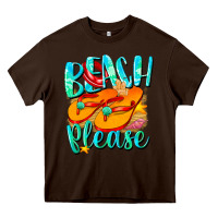 Chocolate Brown Beach please Heavy Core Tee - NancyCooperArtShop