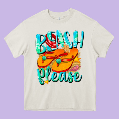 Beach Please Heavy Core Tee Designed By Nancycooperartshop