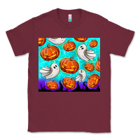 Burgundy halloween pumpkins with ghosts Classic Tee - TumblerDesignByShophia