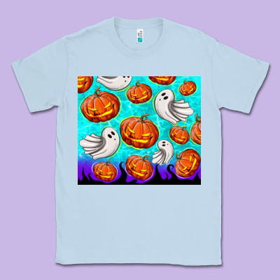Halloween Pumpkins With Ghosts Classic Tee Designed By Tumblerdesignbyshophia