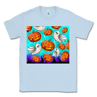 Dusty Blue halloween pumpkins with ghosts Classic Tee - TumblerDesignByShophia