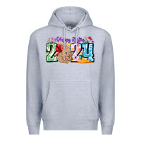 Heather Grey Happy Easter 2024 Premium Hoodie - CowhideDigitalArt