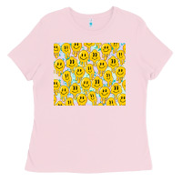 Bubblegum Pink retro smiley faces Ladies Tee - TumblerDesignByShophia