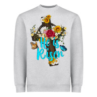 Heather Grey he is rısen with cross and butterfly Heavyweight Sweatshirt - Artiststas