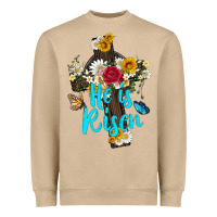 Mushroom he is rısen with cross and butterfly Heavyweight Sweatshirt - Artiststas