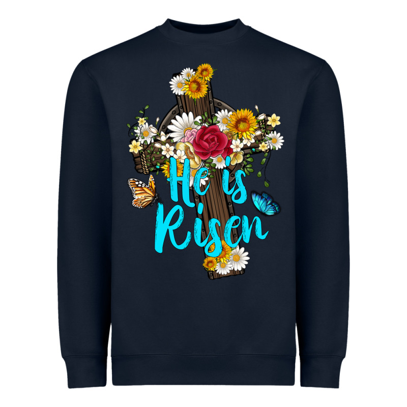 He Is Rısen With Cross And Butterfly Heavyweight Sweatshirt by Artiststas | Teevron