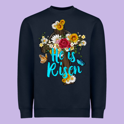 He Is Rısen With Cross And Butterfly Heavyweight Sweatshirt Designed By Artiststas