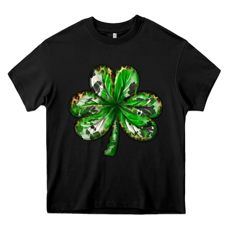 Shamrock With Leopard And Cowhide Heavy Core Tee by NancyCooperArtShop | Teevron