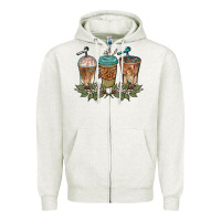 Oatmeal Heather western coffees Zipper Hoodie - BarkalooDesign