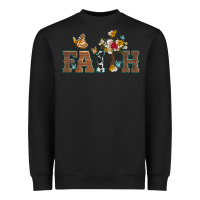 Faith Cross And Butterfly With Sunflower Leopard And Roses Heavyweight Sweatshirt | Teevron