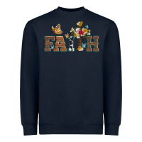 Navy faith cross and butterfly with sunflower leopard and roses Heavyweight Sweatshirt - Artiststas