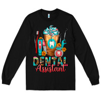 Black Dental Assistant Dentist Frappe Long Sleeve Tee - FaDigitalArtStudio