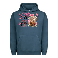 Pigment Midnight Navy but first coffee floral Urban Hoodie - JahusDesignShop