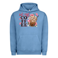 Pigment Pebble Blue but first coffee floral Urban Hoodie - JahusDesignShop