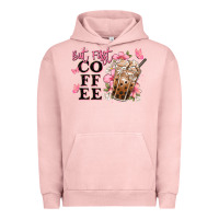 Pigment Salmon but first coffee floral Urban Hoodie - JahusDesignShop