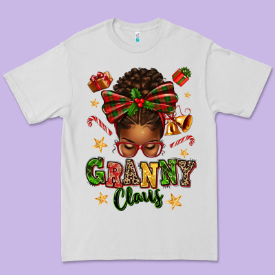 Granny Claus Afro Messy Bun Premium Tee Designed By Texasbilliewilder