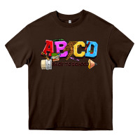Chocolate Brown abcd back to school Heavy Core Tee - NancyCooperArtShop