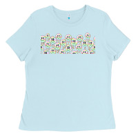 Baby Blue retro smiley faces Ladies Tee - TumblerDesignByShophia