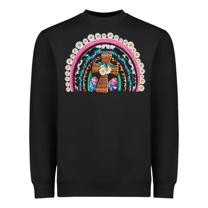Easter Cross Daisy Egg Rainbow Heavyweight Sweatshirt by Artiststas | Teevron