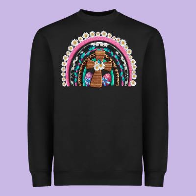 Easter Cross Daisy Egg Rainbow Heavyweight Sweatshirt Designed By Artiststas