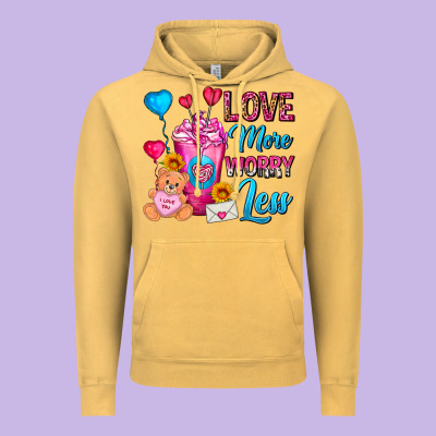 Love More Worry Less Valentines Day Cold Drink Vintage Hoodie Designed By Fadigitalartstudio