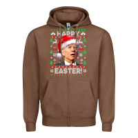 Chestnut Santa Joe Biden Happy Easter Ugly Christmas Zipper Hoodie - maiPhamDesign