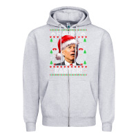 Heather Grey Santa Joe Biden Happy Easter Ugly Christmas Zipper Hoodie - maiPhamDesign