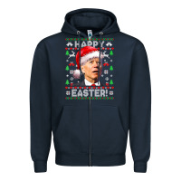 Navy Santa Joe Biden Happy Easter Ugly Christmas Zipper Hoodie - maiPhamDesign