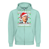 Seafoam Santa Joe Biden Happy Easter Ugly Christmas Zipper Hoodie - maiPhamDesign