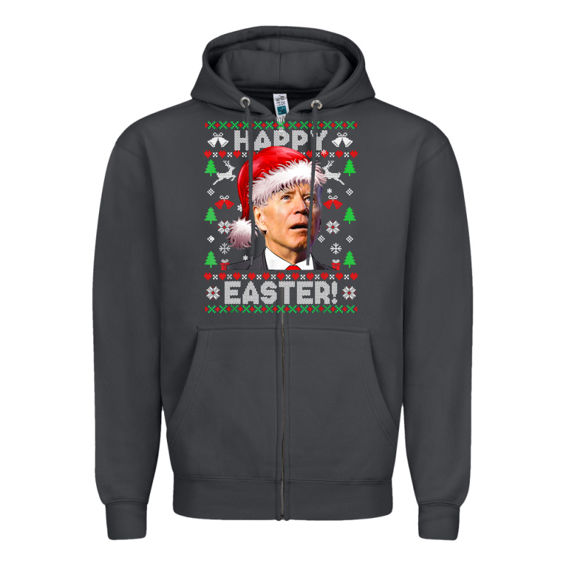 Santa Joe Biden Happy Easter Ugly Christmas Zipper Hoodie by maiPhamDesign | Teevron