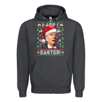 Smoke Santa Joe Biden Happy Easter Ugly Christmas Zipper Hoodie - maiPhamDesign