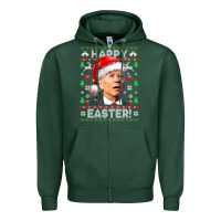 Sports Green Santa Joe Biden Happy Easter Ugly Christmas Zipper Hoodie - maiPhamDesign