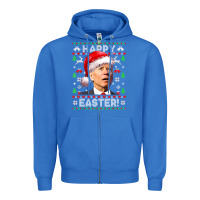 True Royal Santa Joe Biden Happy Easter Ugly Christmas Zipper Hoodie - maiPhamDesign