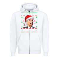 White Santa Joe Biden Happy Easter Ugly Christmas Zipper Hoodie - maiPhamDesign