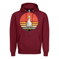 Burgundy Retro Vintage Duck Zipper Hoodie - maiPhamDesign