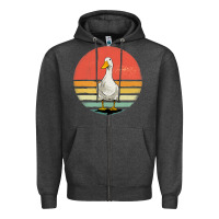Charcoal Heather Retro Vintage Duck Zipper Hoodie - maiPhamDesign