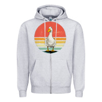 Heather Grey Retro Vintage Duck Zipper Hoodie - maiPhamDesign