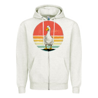 Oatmeal Heather Retro Vintage Duck Zipper Hoodie - maiPhamDesign