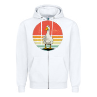 White Retro Vintage Duck Zipper Hoodie - maiPhamDesign
